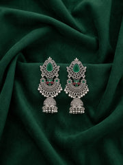 Silver Plated Oxidized Drop Earrings