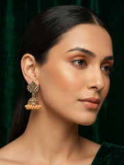 Gold Oxidized With Beaded Jhumki