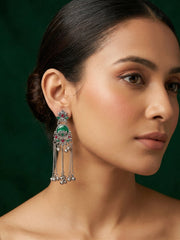Silver Plated Oxidized Drop Earrings