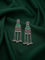 Silver Plated Oxidized Drop Earrings