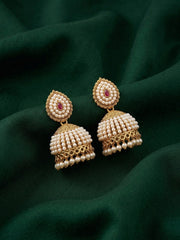 Gold Plated Fancy Beaded Jhumka Earrings