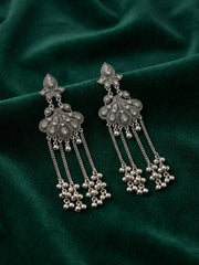 Silver Plated Oxidized Drop Earrings