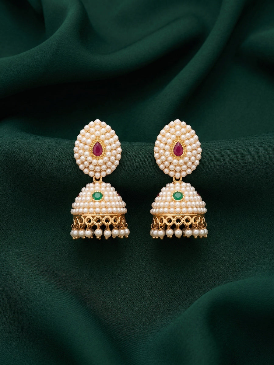 Gold Plated Fancy Pearls Jhumki For Women