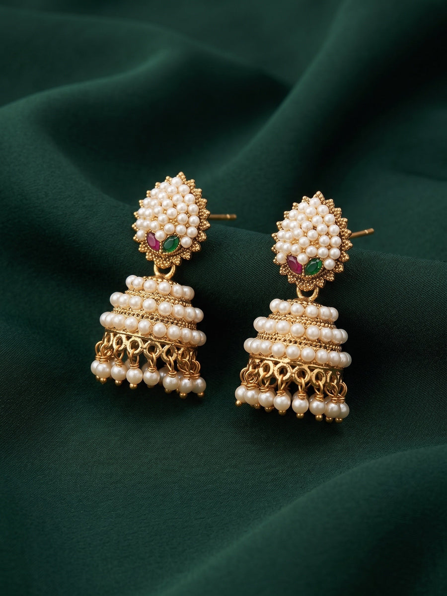 Gold Plated Fancy Pearls Jhumki For Women