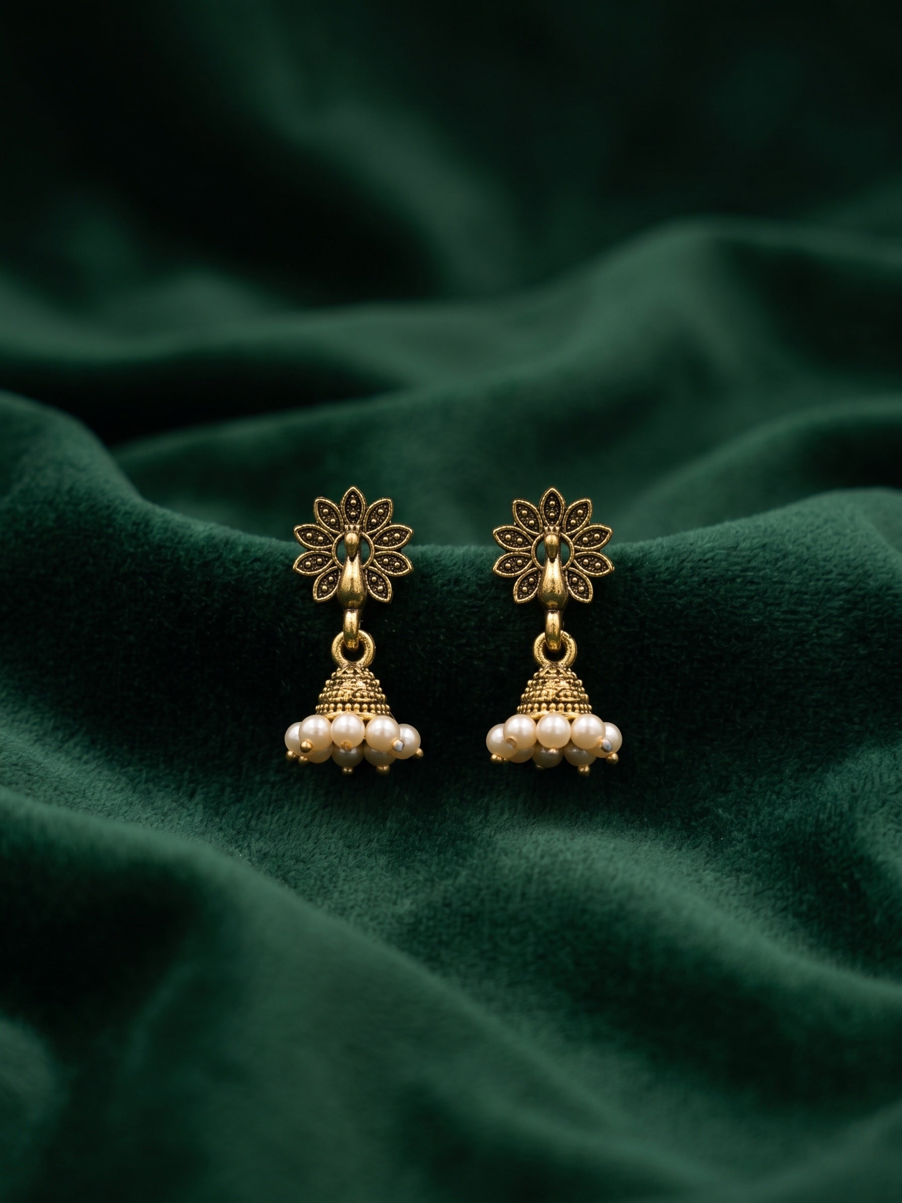 Gold Oxidized Indo-Western Jhumki
