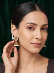Gold Plated Dome Shaped Jhumkas With Pearls Layered Chain