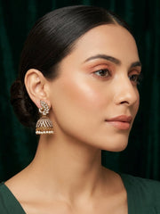 Gold Plated Diamond Beaded Jhumki For Women