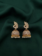 Gold Plated Diamond Beaded Jhumki For Women