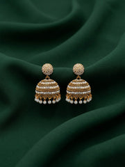 Gold Plated Fancy Pearls Beaded Jhumki For Women