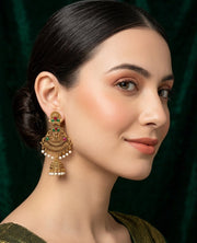 Gold Oxidized With Beaded Indo-Western Jhumki