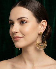 Gold Oxidized With Beaded Indo-Western Cahnd Bali Earrings