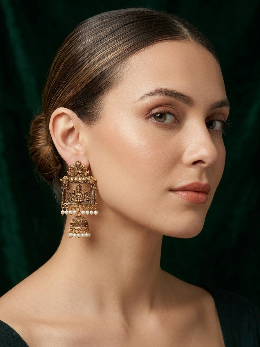 Gold Plated Pearls Beaded Earrings For Women