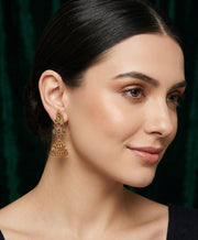 Gold Oxidized With Beaded Indo-Western Jhumki
