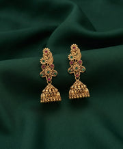 Gold Oxidized With Beaded Indo-Western Jhumki