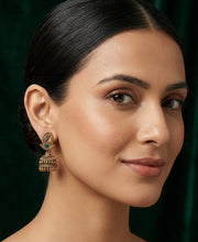 Gold Oxidized With Beaded Indo-Western Jhumki