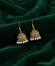 Gold Oxidized With Beaded Indo-Western Jhumki
