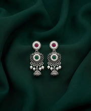 Silver Plated Oxidized Drop Earrings