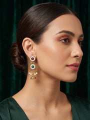Gold Plated Fancy Kundan & Beaded Earrings For Women
