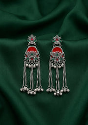 Silver Plated Oxidized Drop Earrings