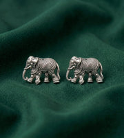 Silver Plated Oxidized Ethnic Animal Studs