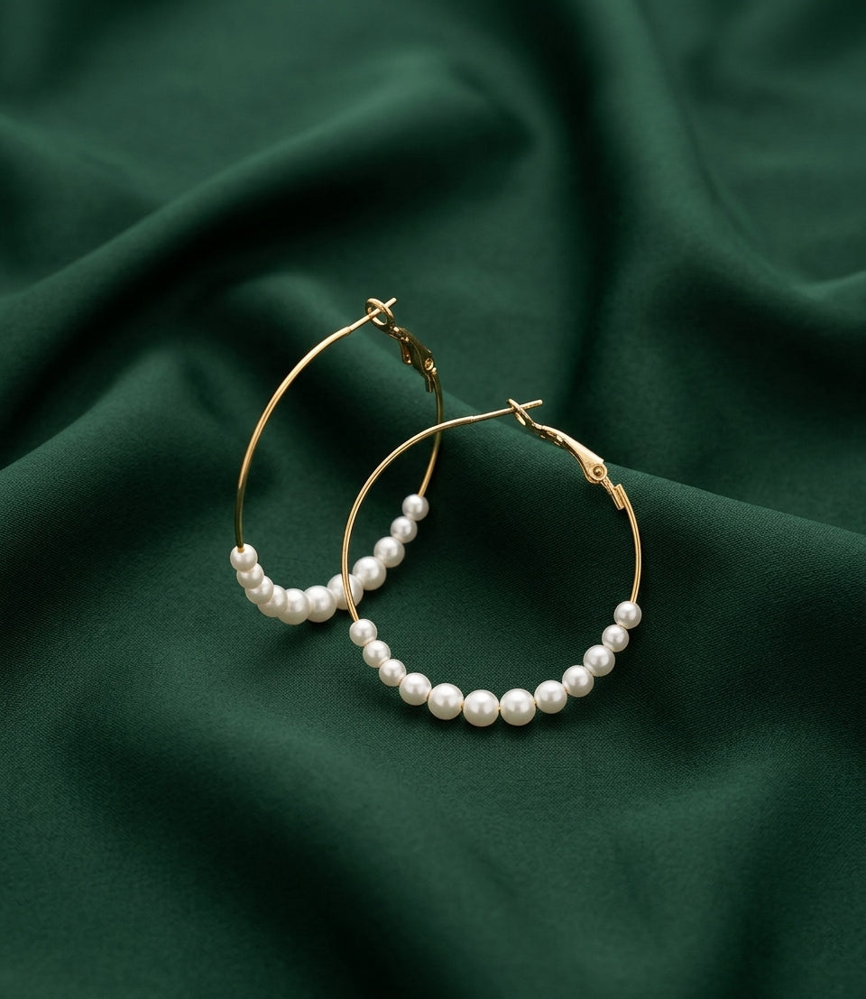 Gold Plated Pearls Hoops