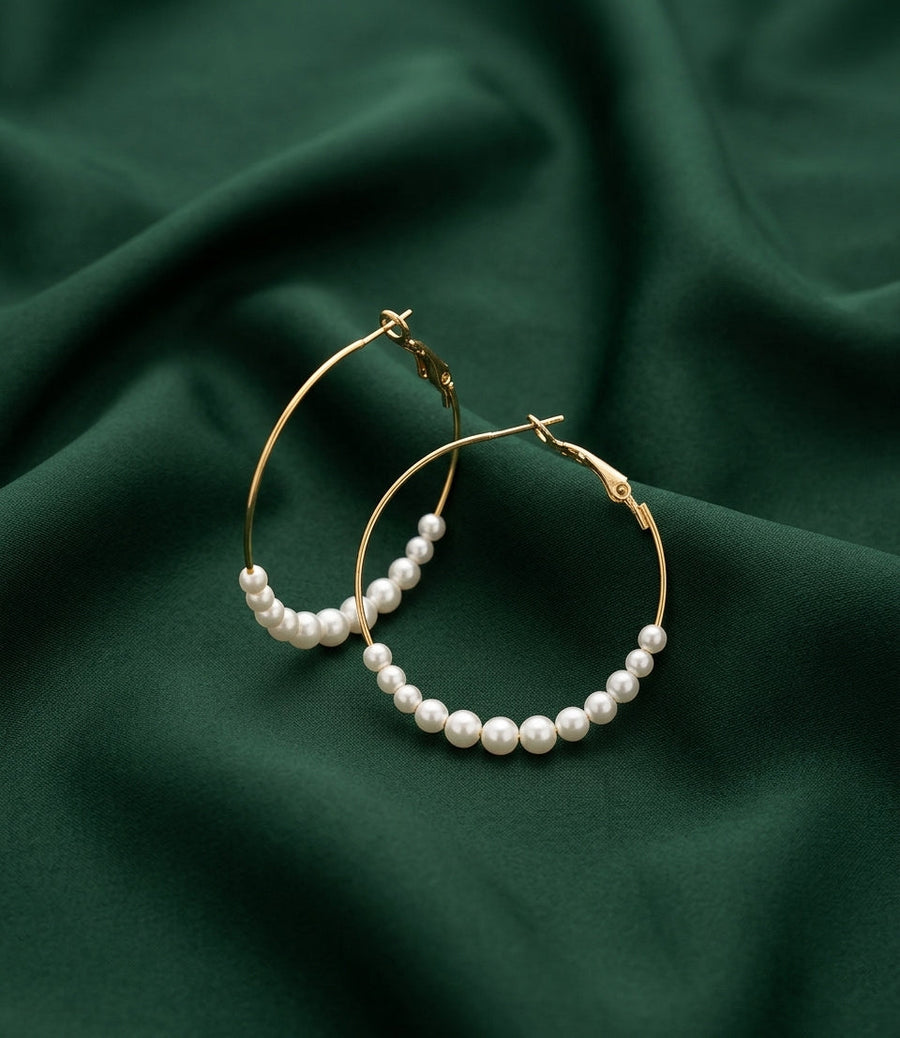 Gold Plated Pearls Hoops