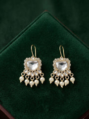 Gold Plated Fancy Kundan & Beaded Earrings