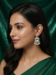 Gold Plated Fancy Kundan & Beaded Earrings