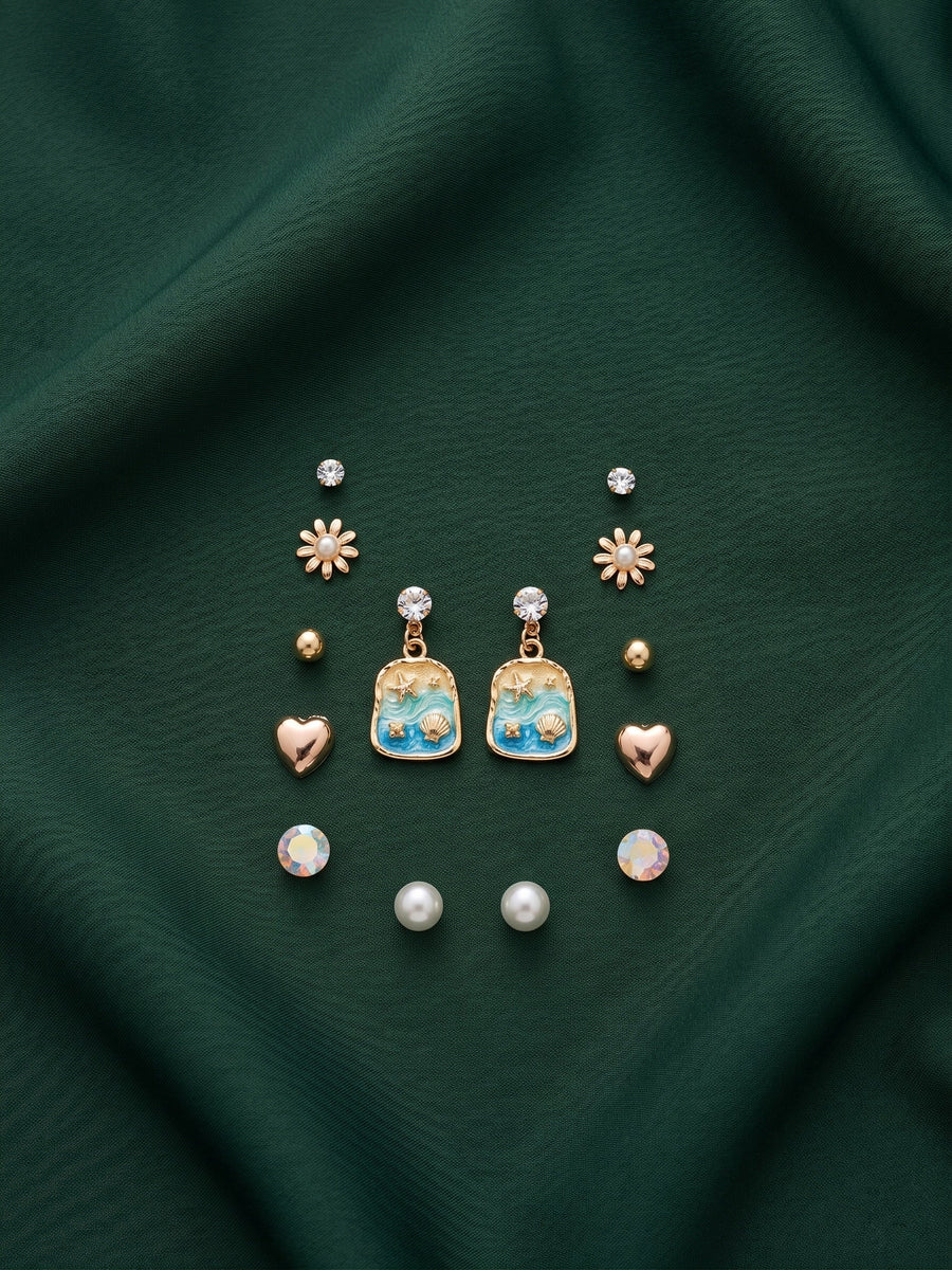 Pack Of 7 Unique-Design Mini Studs For Women