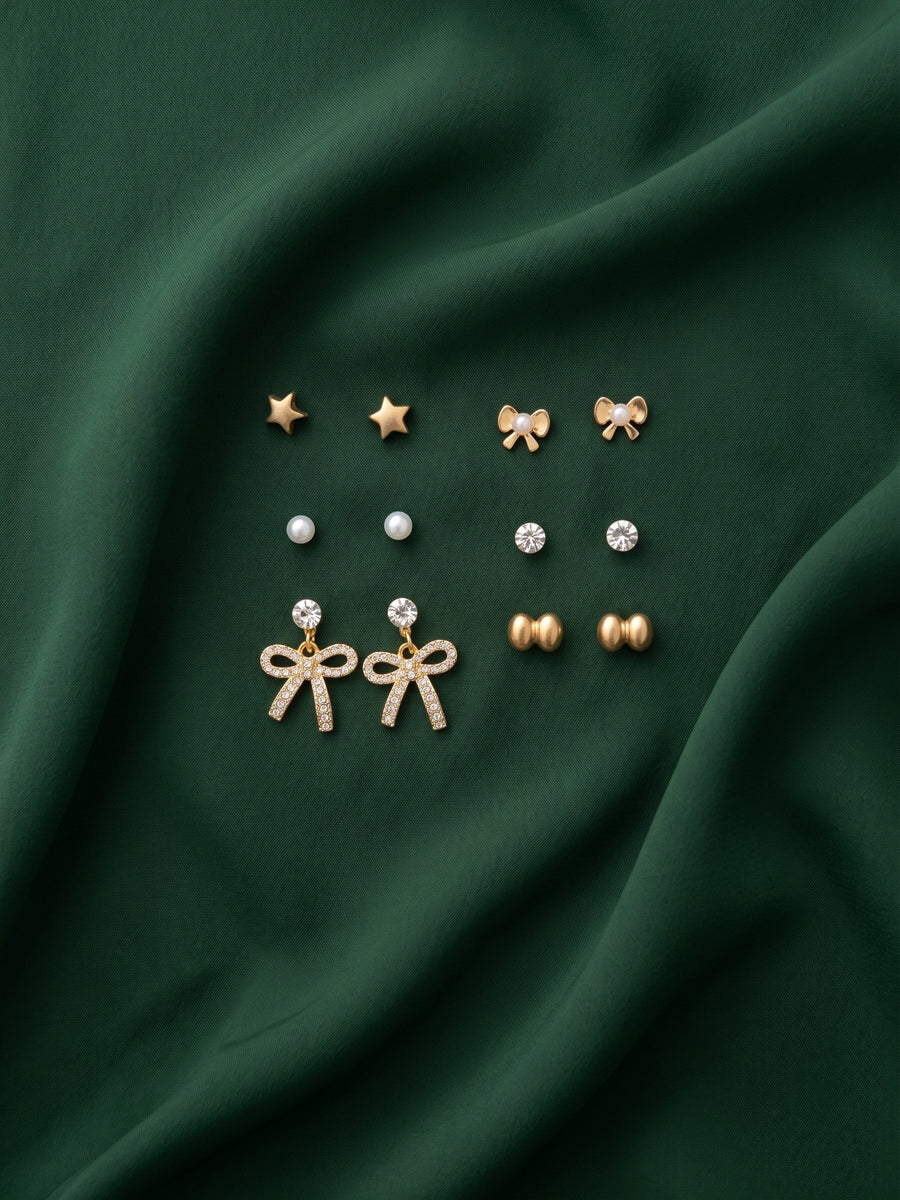 Pack Of 6 Unique-Design Mini Studs For Women
