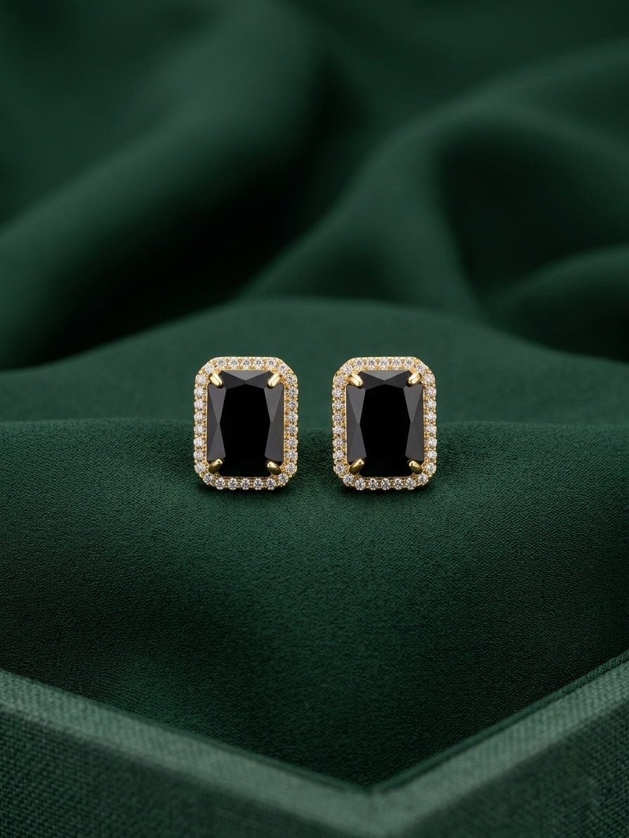 Gold-Toned Geometric Studs For Women