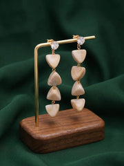 Gold-Toned Geometric Drop Earrings with Marble Finish Heart & Triangle Charms