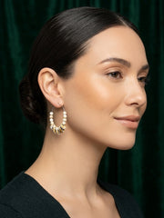 Gold Toned Beautiful Sea Shell Balli Hoops For Women