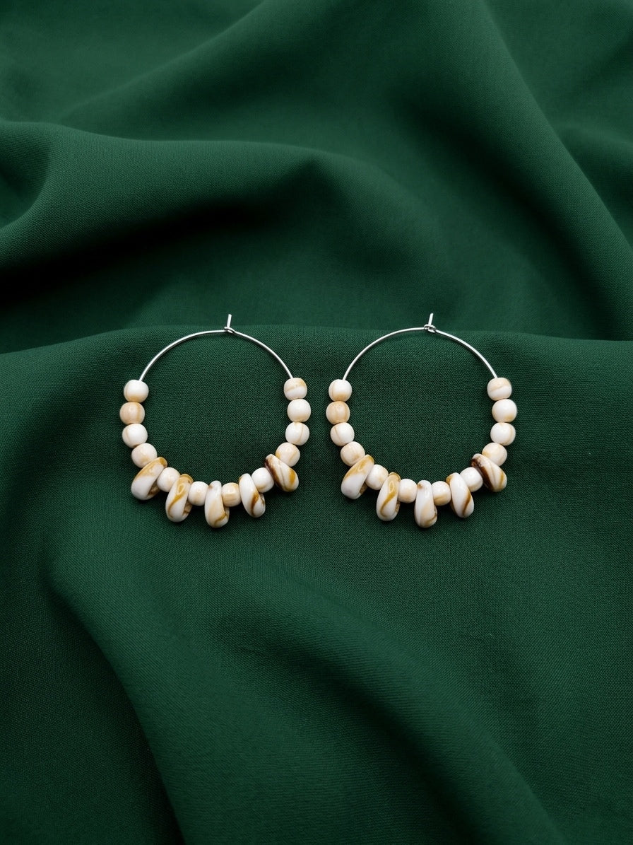 Gold Toned Beautiful Sea Shell Balli Hoops For Women