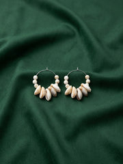 Gold Toned Beautiful Sea Shell Balli Hoops For Women