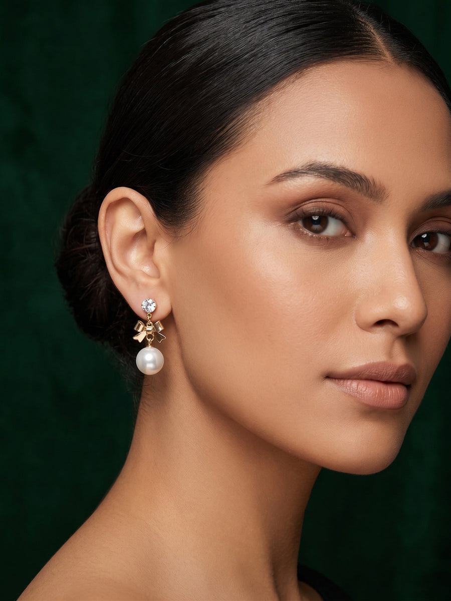 Gold Toned Pearls Earrings