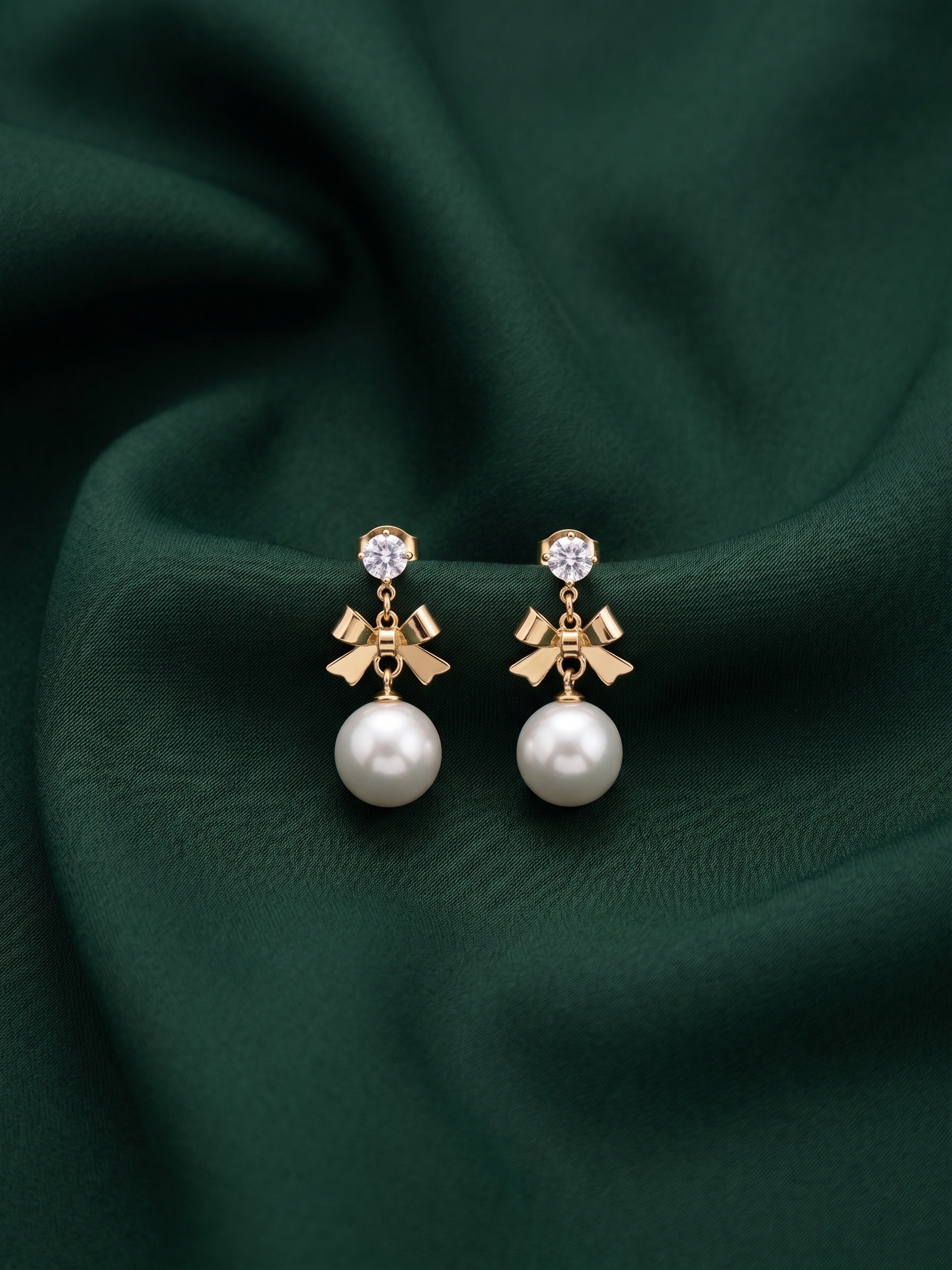 Gold Toned Pearls Earrings
