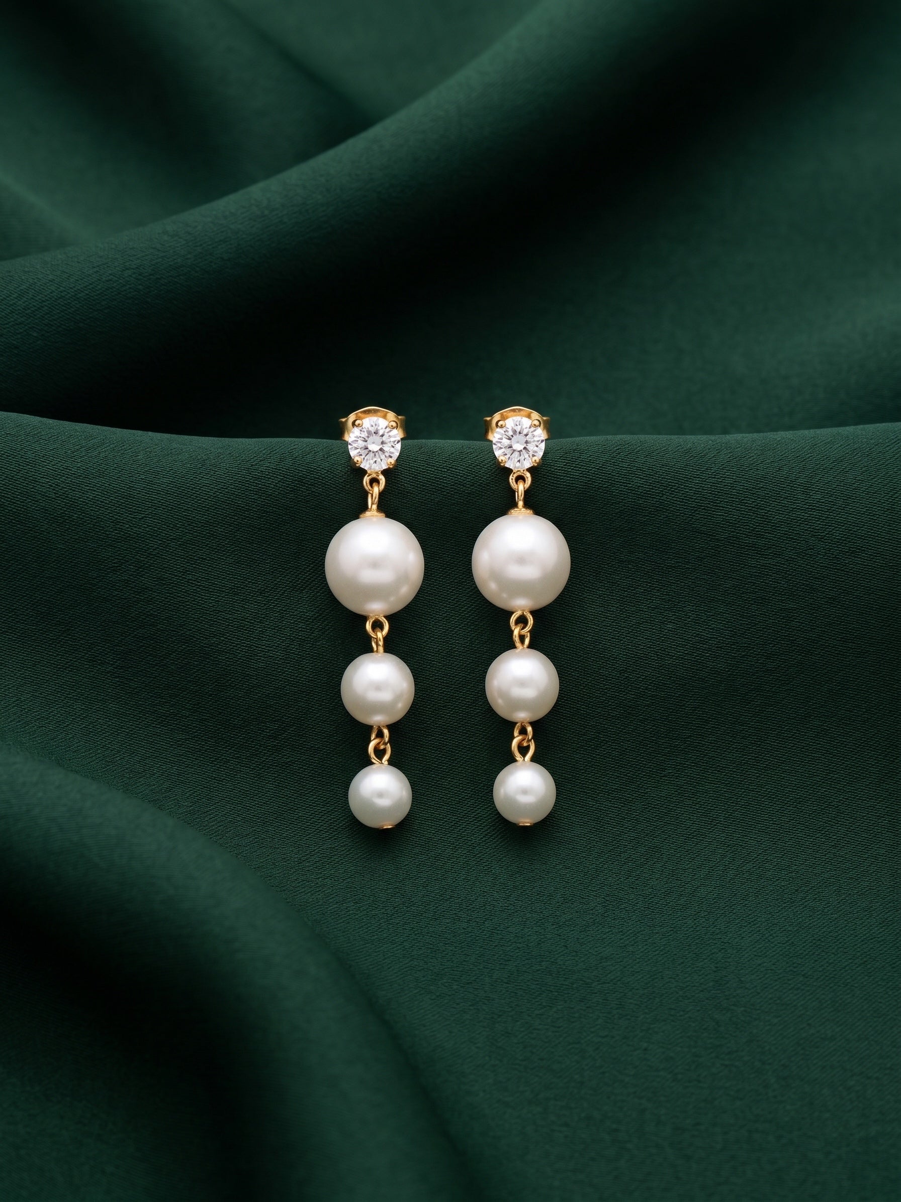 Gold Toned Pearls Earrings
