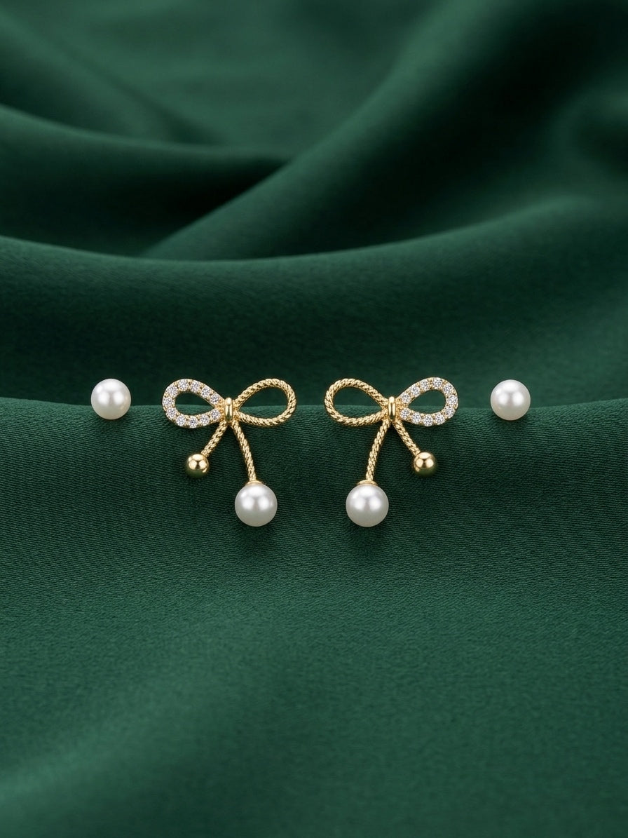 Set Of 2 Gold Plated Mini Studs