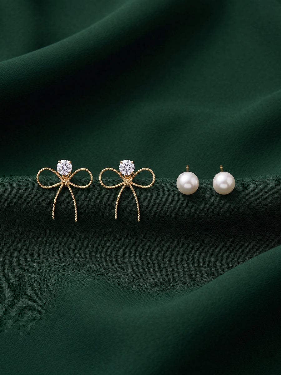 Set Of 2 Gold Plated Mini Studs