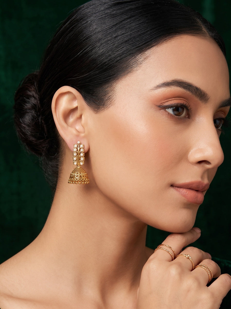 Gold Plated Fancy Beaded Jhumka