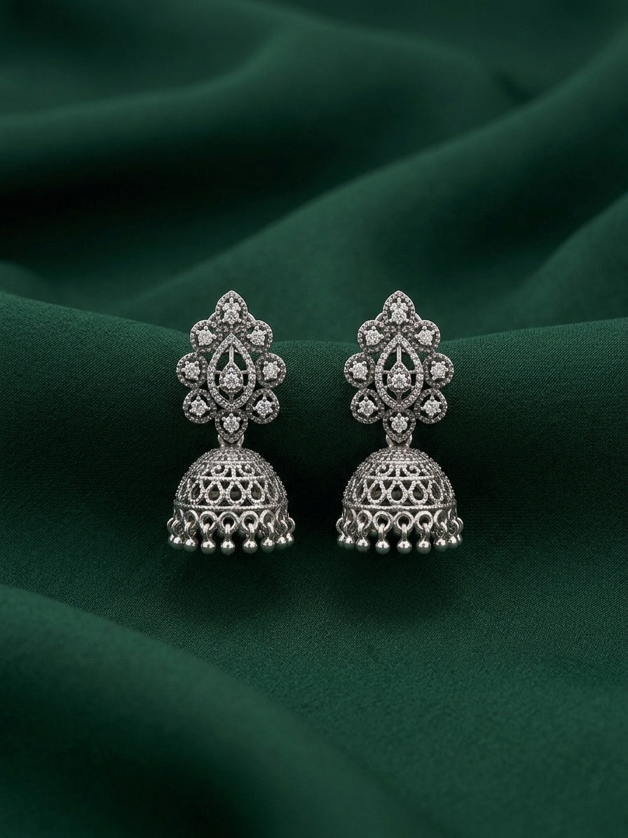 Silver Plated Oxidized Fancy Jhumka
