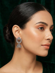 Silver Plated Oxidized Drop Earrings