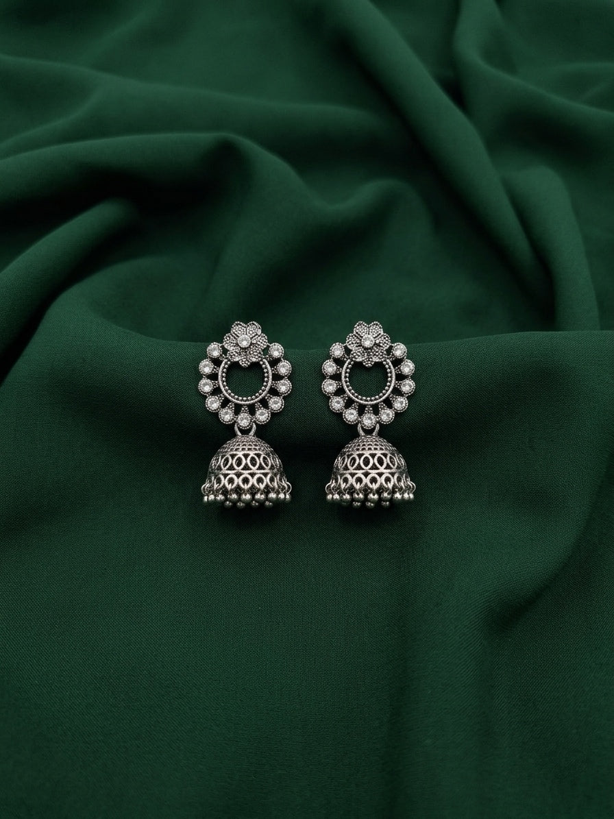 Silver Plated Oxidized Drop Earrings