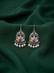 Silver Plated Oxidized Drop Earrings