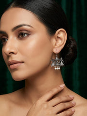 Silver Plated Oxidized Drop Earrings