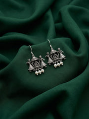 Silver Plated Oxidized Drop Earrings