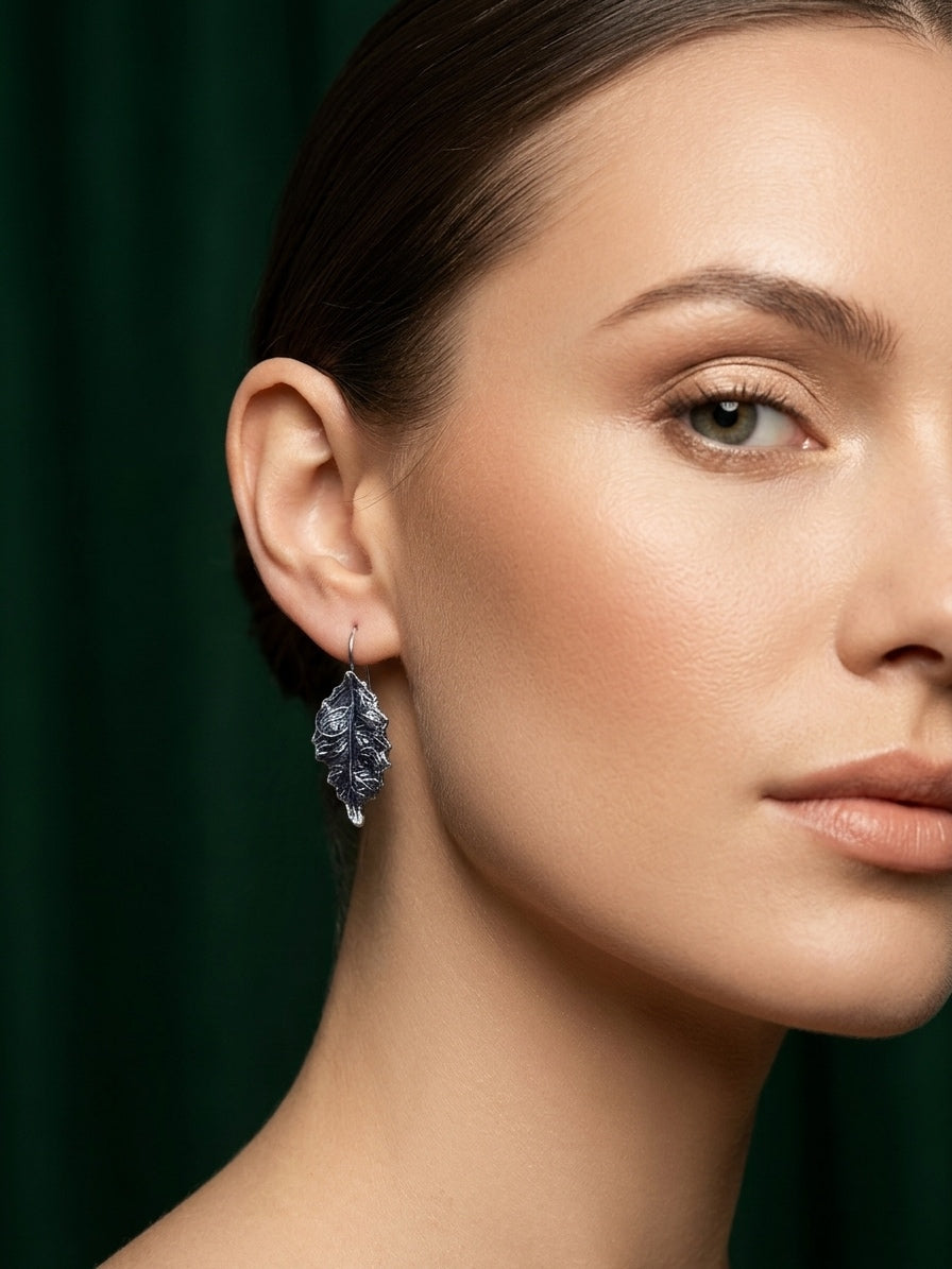 Silver Plated Oxidized Trendy Leafe Earrings