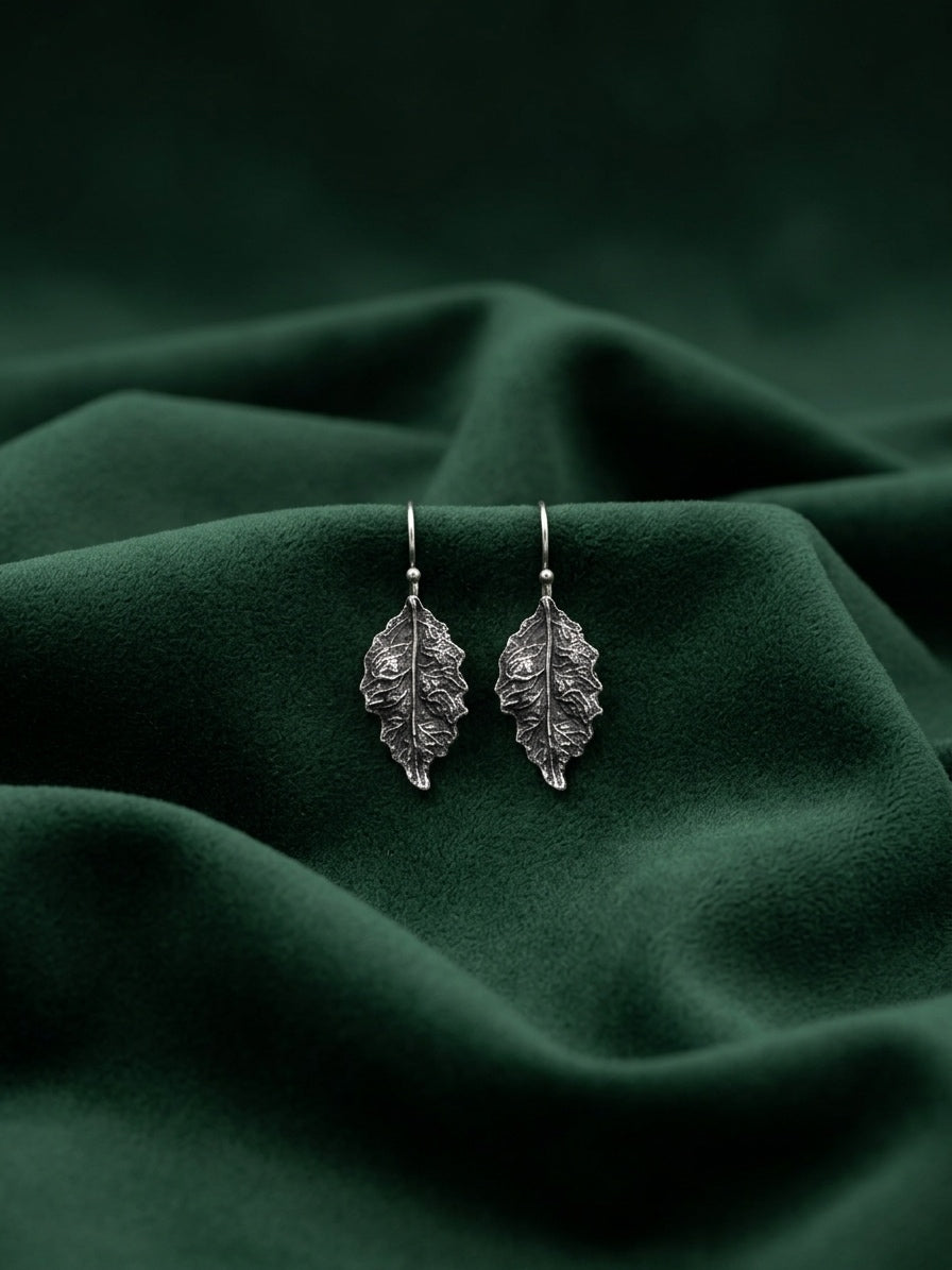 Silver Plated Oxidized Trendy Leafe Earrings