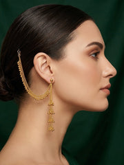 Gold Plated Layered Earchain With Tassels